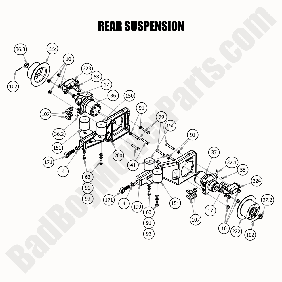 2414 - Bad Boy Mower Parts Lookup > 2020 > Renegade - Gas > Rear Suspension